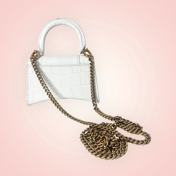 Balenciaga White Croc Embossed XXS Top Handle Crossbody Chain Bag - Picture 8 of 11